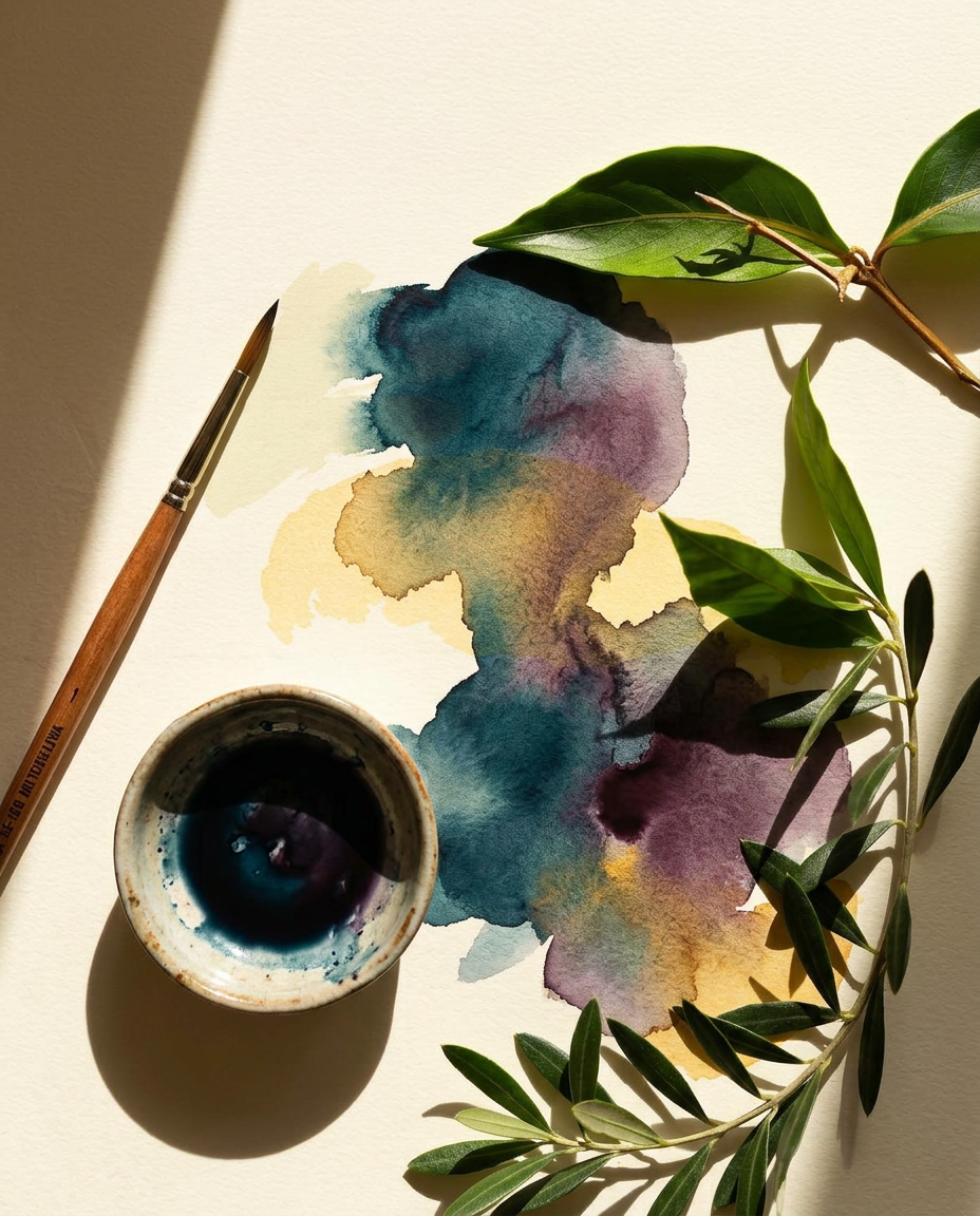 Feuille de papier et branche d'olivier
